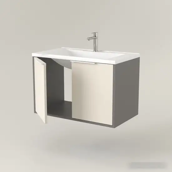 Дабер Тумба под умывальник 018 WeltWasser Deilbach 7517-80 Т18.8W.0.19Б (бежевый/серый/ручка белая) – фото товара