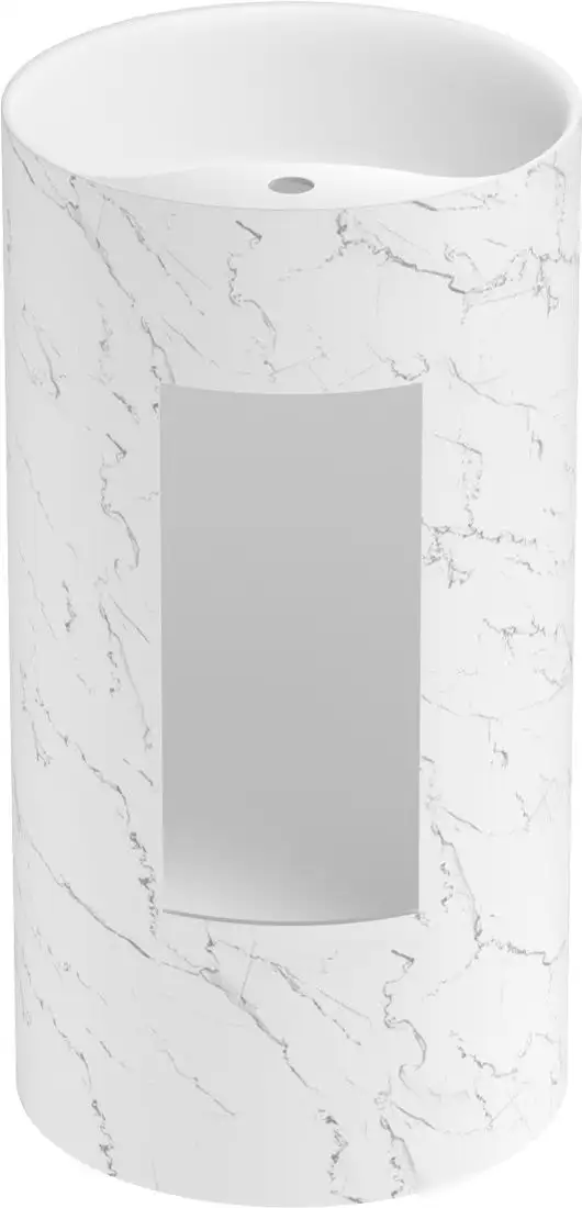 Умывальник Wellsee Chalice Perfection 230626000 (отдельностоящий, с отверстием под смеситель, цвет матовый белый мрамор/глянцевый белый) - фото товара