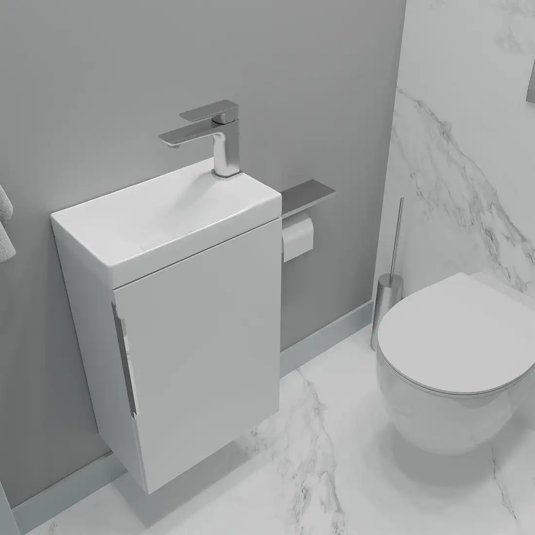 ЗОВ Тумба под умывальник Монови Слим 40 S40LW0LW7091B (белый матовый) – фото товара