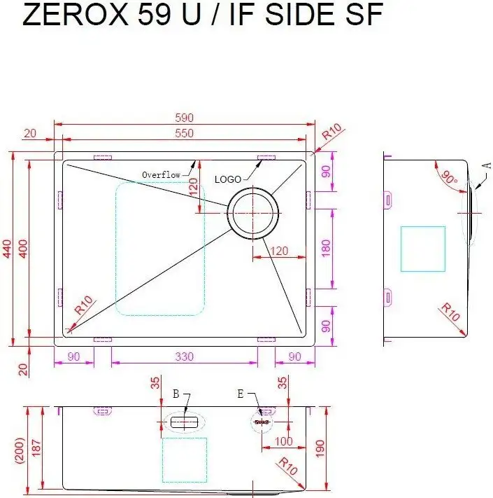 Кухонная мойка ZorG Zerox 59 U / IF Side SF Steel - фото товара