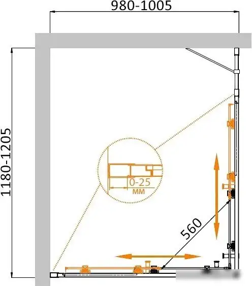 Душевой уголок Cezares MOLVENO-AH-21-100+20-C-GM-IV - фото товара