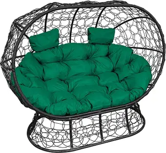 Садовый диван M-Group Лежебока 11190404 (на подставке с черным ротангом/зеленая подушка) – изображение в каталоге