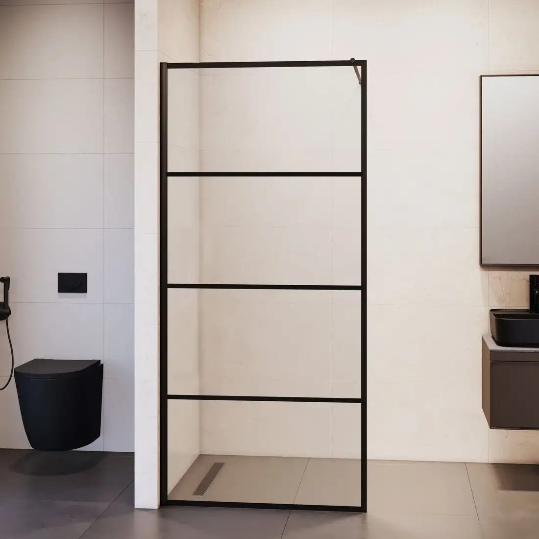 Душевая стенка RGW WA-019B 351001970-84 (черный/прозрачное стекло) - фото товара