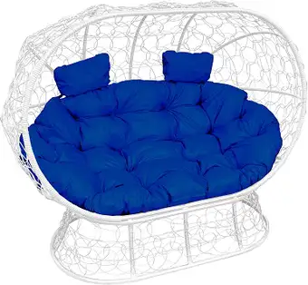 Садовый диван M-Group Лежебока 11190110 (на подставке с белым ротангом/синяя подушка) – изображение в каталоге