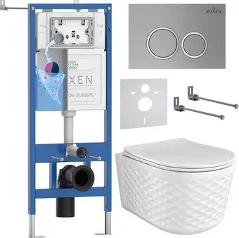 Унитаз подвесной Roxen Vine Tornado в комплекте с инсталляцией StounFix Dual Fresh 6 в 1 979010 (кнопка: хром матовый) - изображение в каталоге