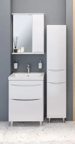Runo Тумба с умывальником Runo Афина 60 + Moduo 60 (напольная, белый) – изображение в каталоге