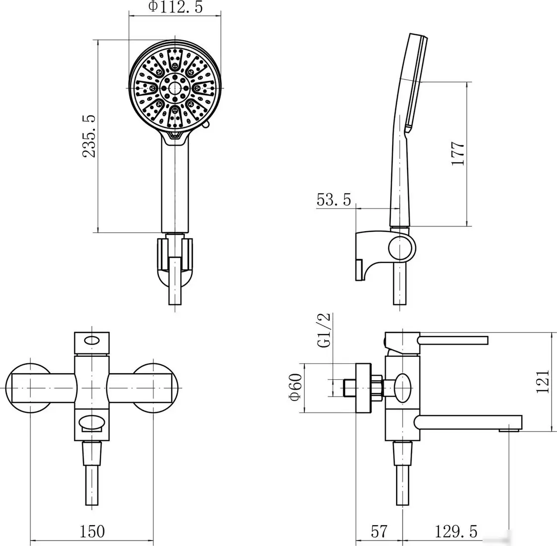 Душевой гарнитур Fashun A53034-21 - фото товара