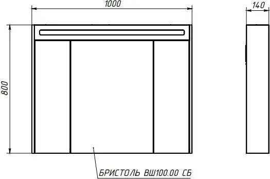 Belux Шкаф с зеркалом Бристоль ВШ 100 (1, белый глянцевый) – фото товара