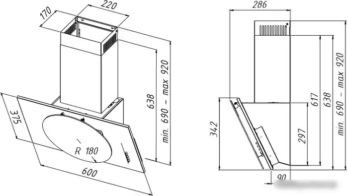 Кухонная вытяжка Akpo Selene eco 60 WK-4 (черный) - фото товара