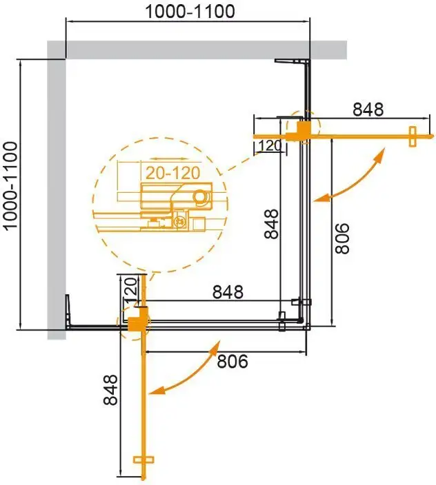 Душевой уголок Cezares SLIDER-A-2-100/110-GRIGIO-GM - фото товара