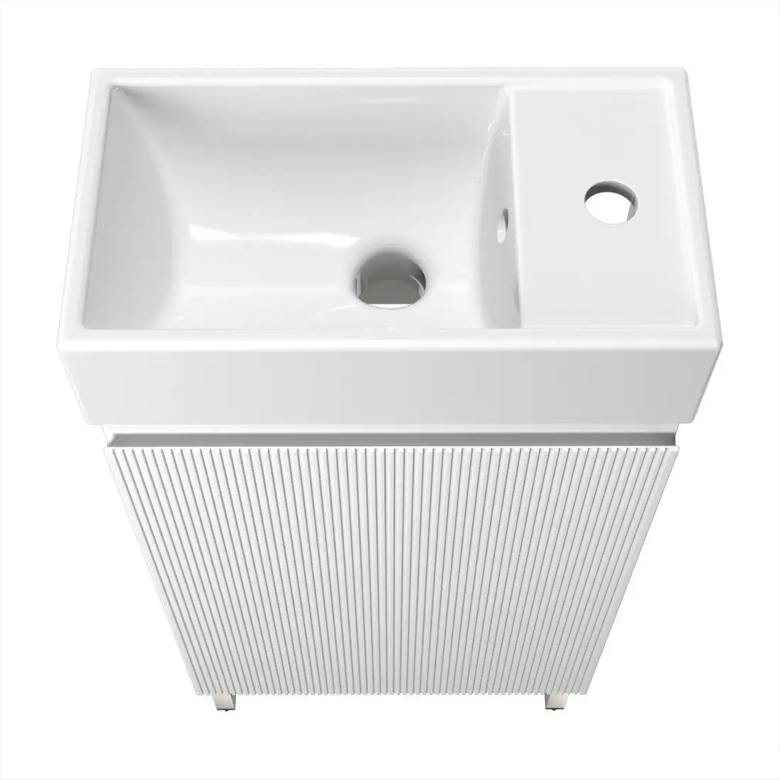 Wellsee Тумба под умывальник 3 в 1 WC Area 221801003 (тумба/матовый белый, раковина/глянцевый белый, ножки/нержавеющая сталь) – фото товара