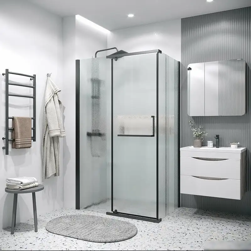 Душевая стенка Grossman Pragma 90x195 200.K33.03.90.21.02 (черный матовый/стекло шиншилла) - фото товара