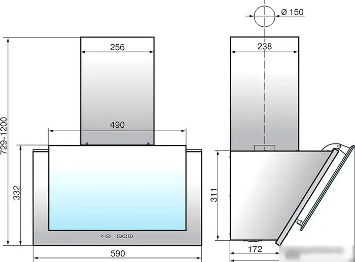 Кухонная вытяжка Elikor Рубин 60П-650-К3Д (черный) - фото товара