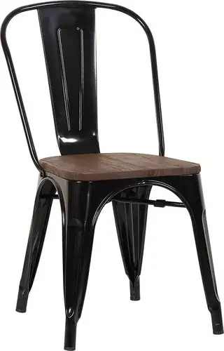 Стул Stool Group Tolix Wood YD-H440B-W LG-01 (черный глянцевый/темное дерево) – изображение в каталоге