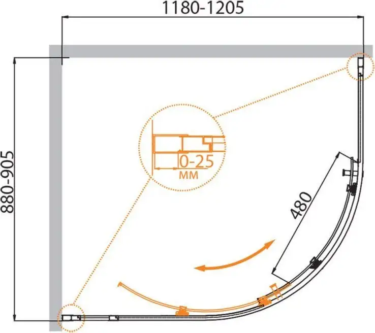 Душевой уголок Cezares MOLVENO-RH-1-120/90-C-GM-IV - фото товара