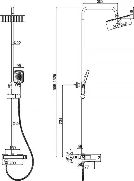 Душевая система Ledeme L2473W - фото товара