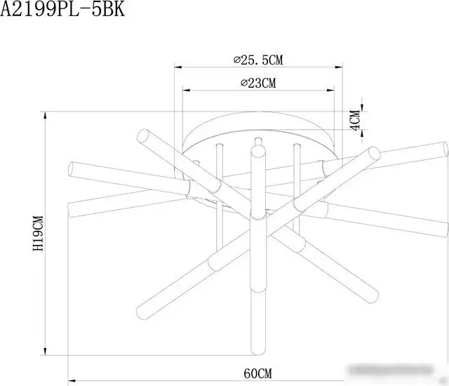 Припотолочная люстра Arte Lamp Fernando A2199PL-5BK