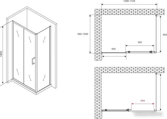 Душевой уголок Abber Schwarzer Diamant AG30110B5-S100B5 - фото товара