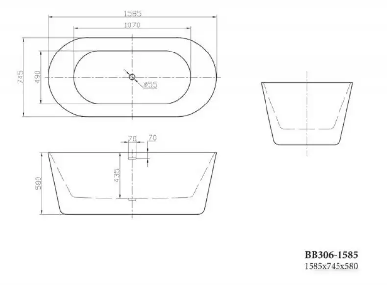 Ванна BelBagno BB306-1585 - фото товара