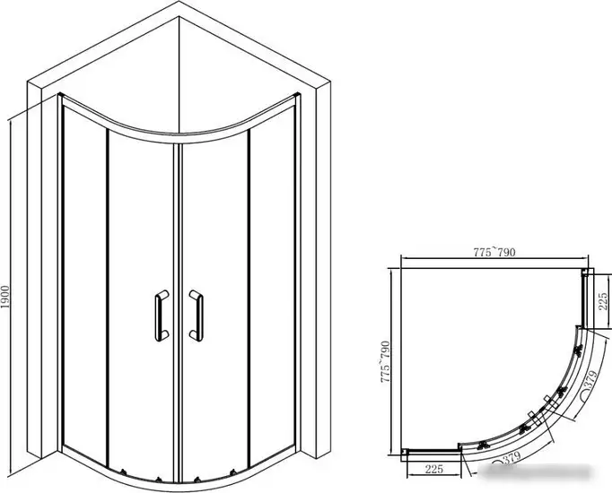 Душевой уголок Abber Schwarzer Diamant AG01080B - фото товара