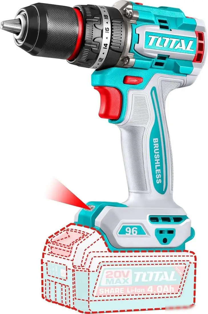Ударная дрель-шуруповерт Total TIDLI209681 (без АКБ) – фото товара