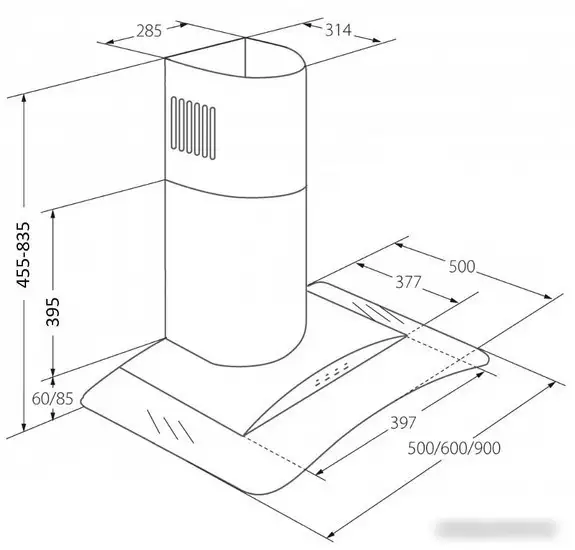Кухонная вытяжка Akpo Largo Eco 50 WK-4 (черный) - фото товара