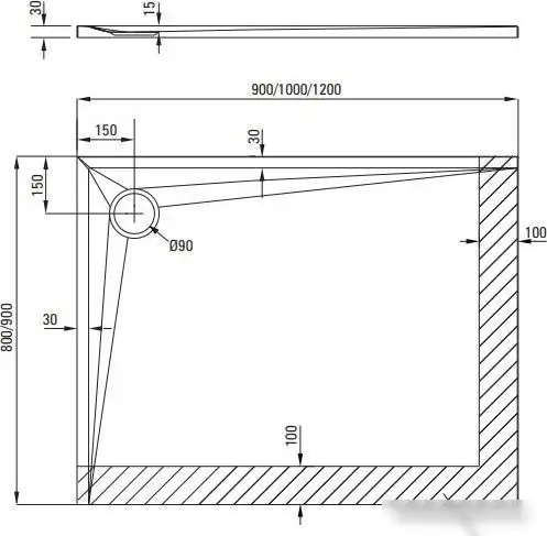 Душевой поддон Deante Kerria Plus 120x90 KTS 043B - фото товара