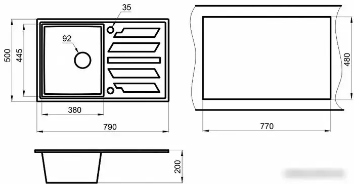 Кухонная мойка Granula GR-8002 (турмалин) - фото товара