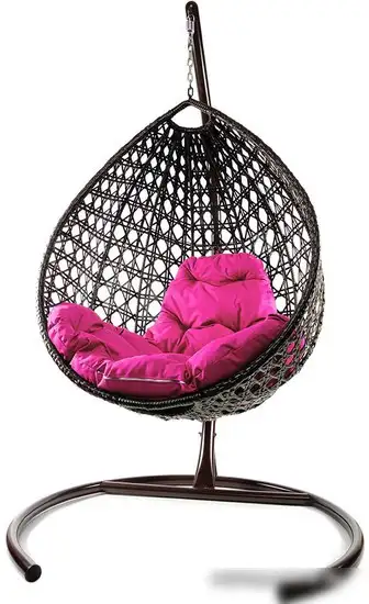 Подвесное кресло M-Group Капля Люкс 11030208 (коричневый ротанг/розовая подушка) – фото товара