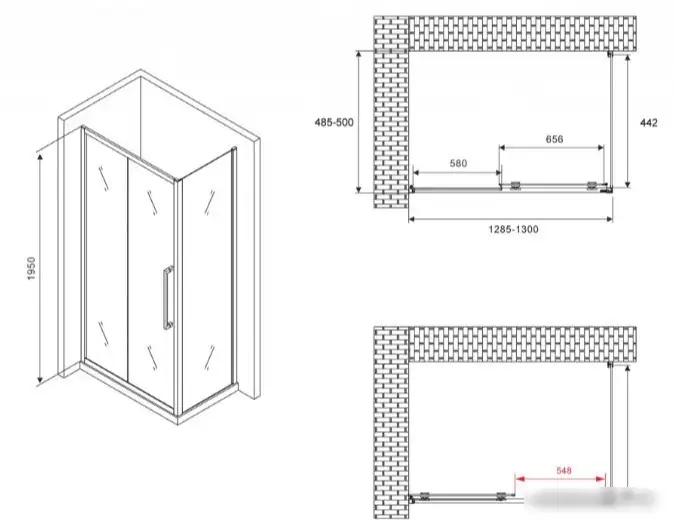 Душевой уголок Abber Schwarzer Diamant AG30130BH-S50B - фото товара