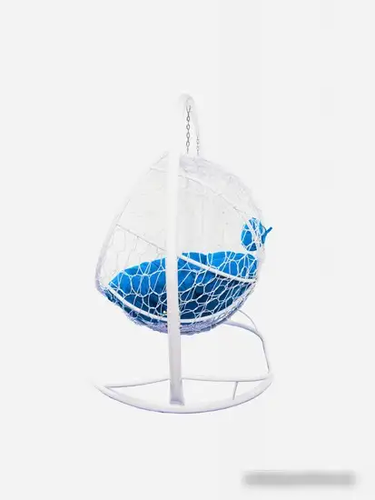 Подвесной диван M-Group Лежебока 11180110 (с белым ротангом/синяя подушка) – фото товара