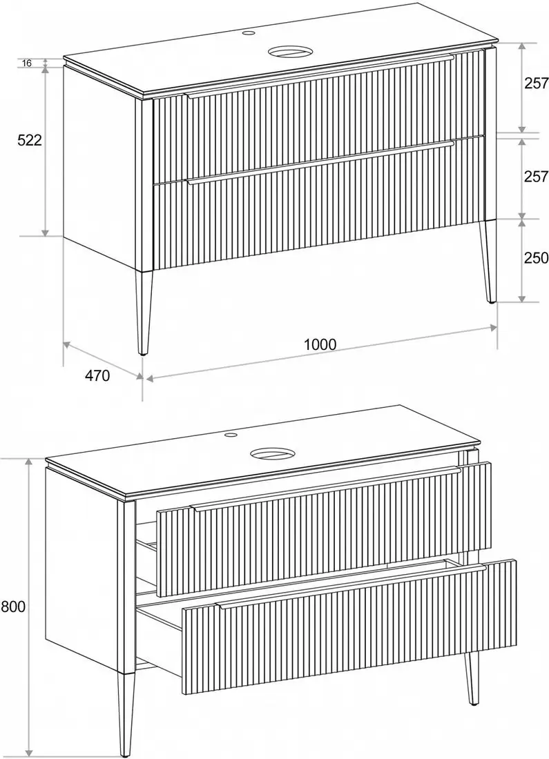 ЗОВ Тумба под умывальник Валенсия 100 MV1000RAL7047-KP13W (белый) – фото товара