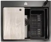 Кухонная мойка Stellar Decor S6050NB-A-D (нано черный, c доской)