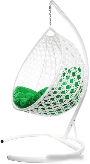 Подвесное кресло M-Group Капля Люкс 11030104 (белый ротанг/зеленая подушка) – фото товара