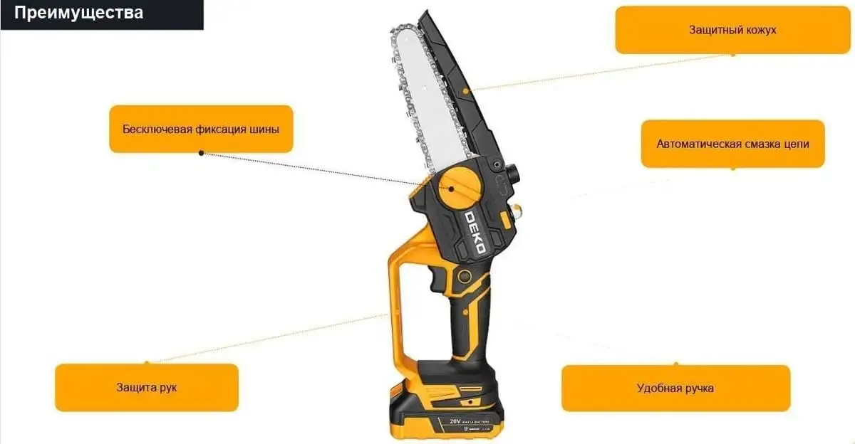 Аккумуляторная пила Deko DKCHS 20-6 063-4307-1 (с 1-им АКБ) – фото товара