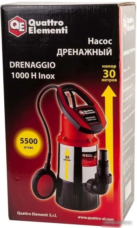 Дренажный насос Quattro Elementi Drenaggio 1000 H Inox - фото товара