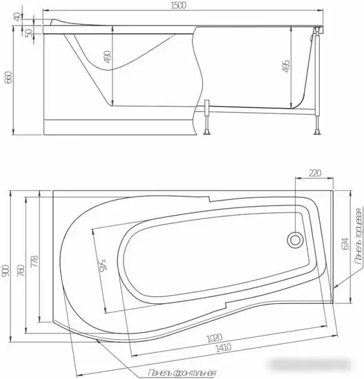 Ванна Alex Baitler Orta L 150x90 - фото товара