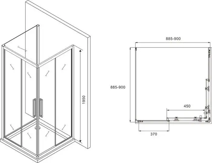 Душевой уголок Abber Schwarzer Diamant AG02090BH-S90B - фото товара