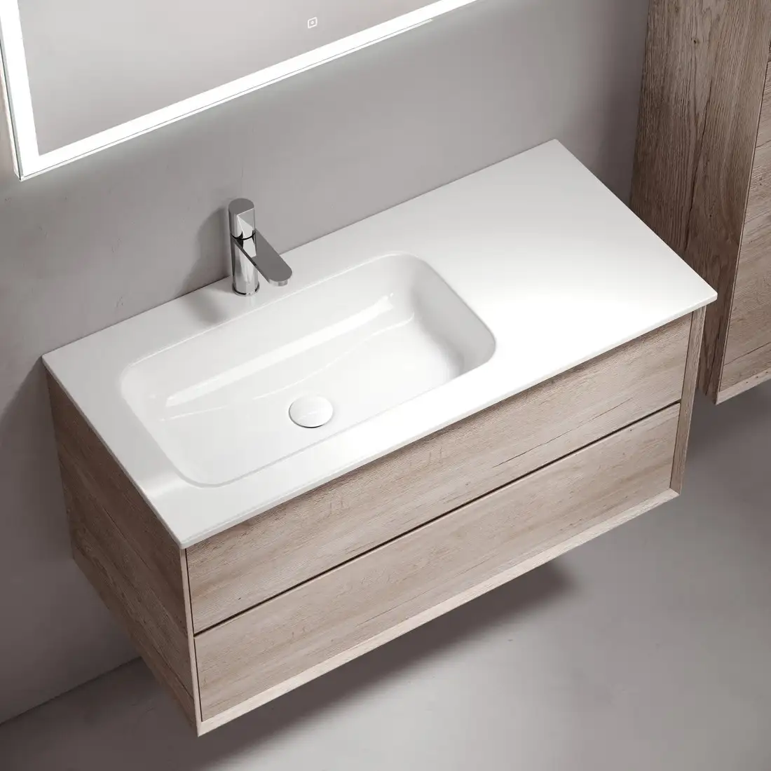 Sancos Тумба под умывальник Marmi 2.0 MR2.0100LEG (левая, дуб галифакс натуральный) – фото товара