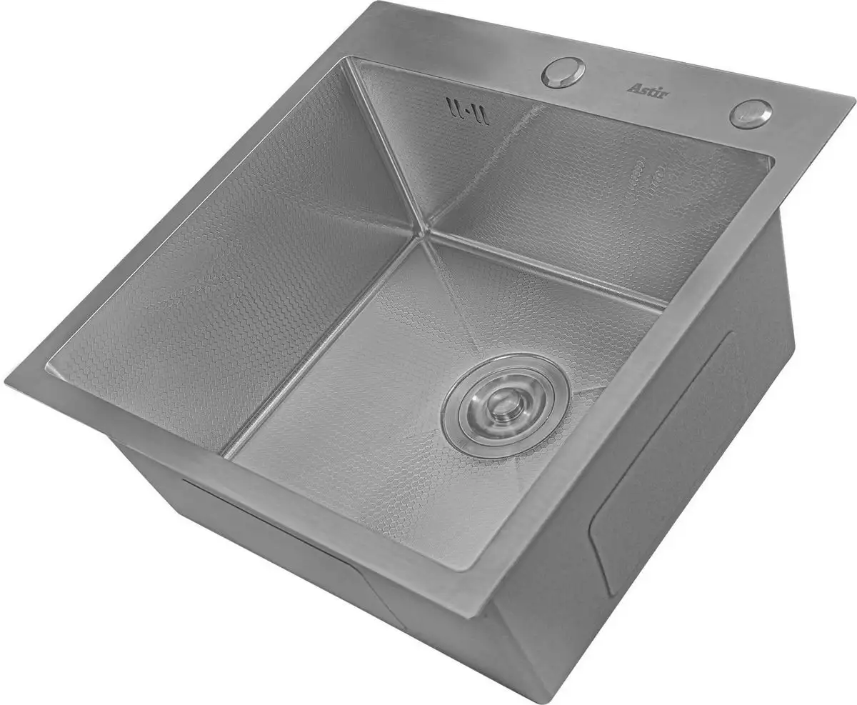 Кухонная мойка Astir Decor Satin 55х50 (с сифоном, дозатором и коландером) - фото товара
