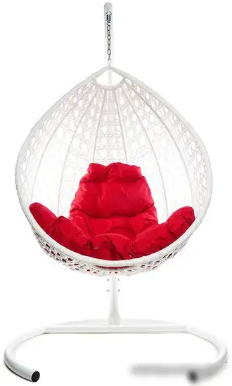 Подвесное кресло M-Group Капля Люкс 11030106 (белый ротанг/красная подушка) – фото товара