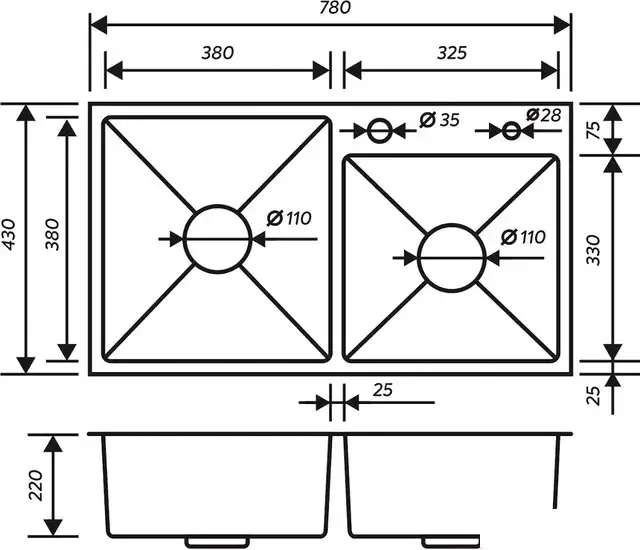 Кухонная мойка РМС MR-7843 - фото товара