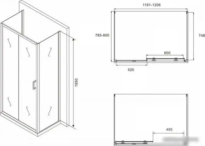 Душевой уголок Abber Schwarzer Diamant AG30120B-S80B-S80B - фото товара