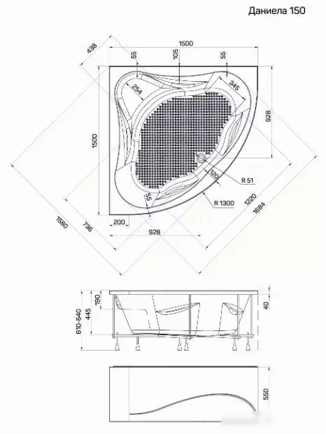 Ванна 1Марка Daniela 150x150 - фото товара
