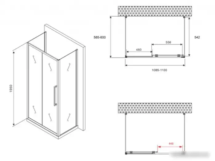 Душевой уголок Abber Schwarzer Diamant AG30110MH-S60M-S60M - фото товара