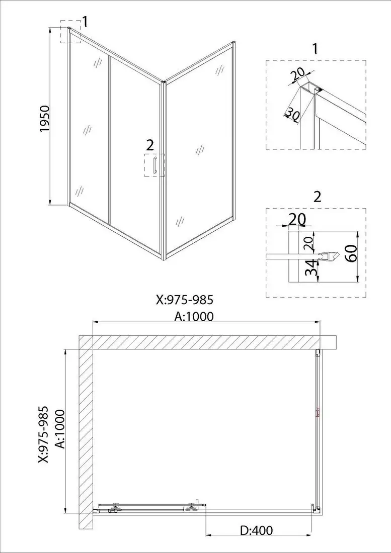 Душевая дверь Niagara NG-62-10A 100х195 - фото товара