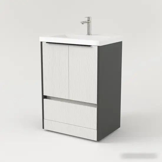 Дабер Тумба под умывальник 017 Тобага/Эридан/Артвин 60 Т17.6Т.0.20Ч (белый древесный/серый/черный) – фото товара