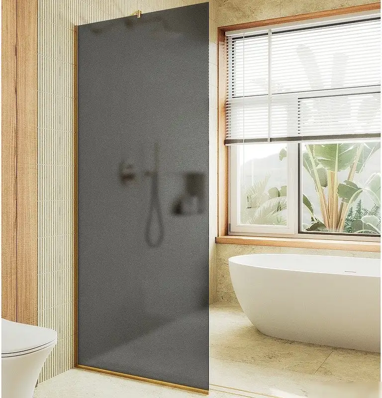 Душевая стенка MaybahGlass 119x195 MGD-687-3у (графитовое матовое стекло/золотой) - фото товара