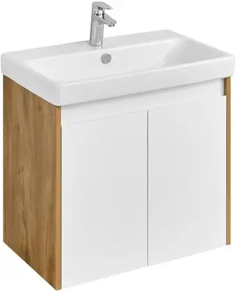Акватон Тумба с умывальником Сканди Doors 70 1A2789K0SDZ90 (белый/дуб рустикальный) – изображение в каталоге