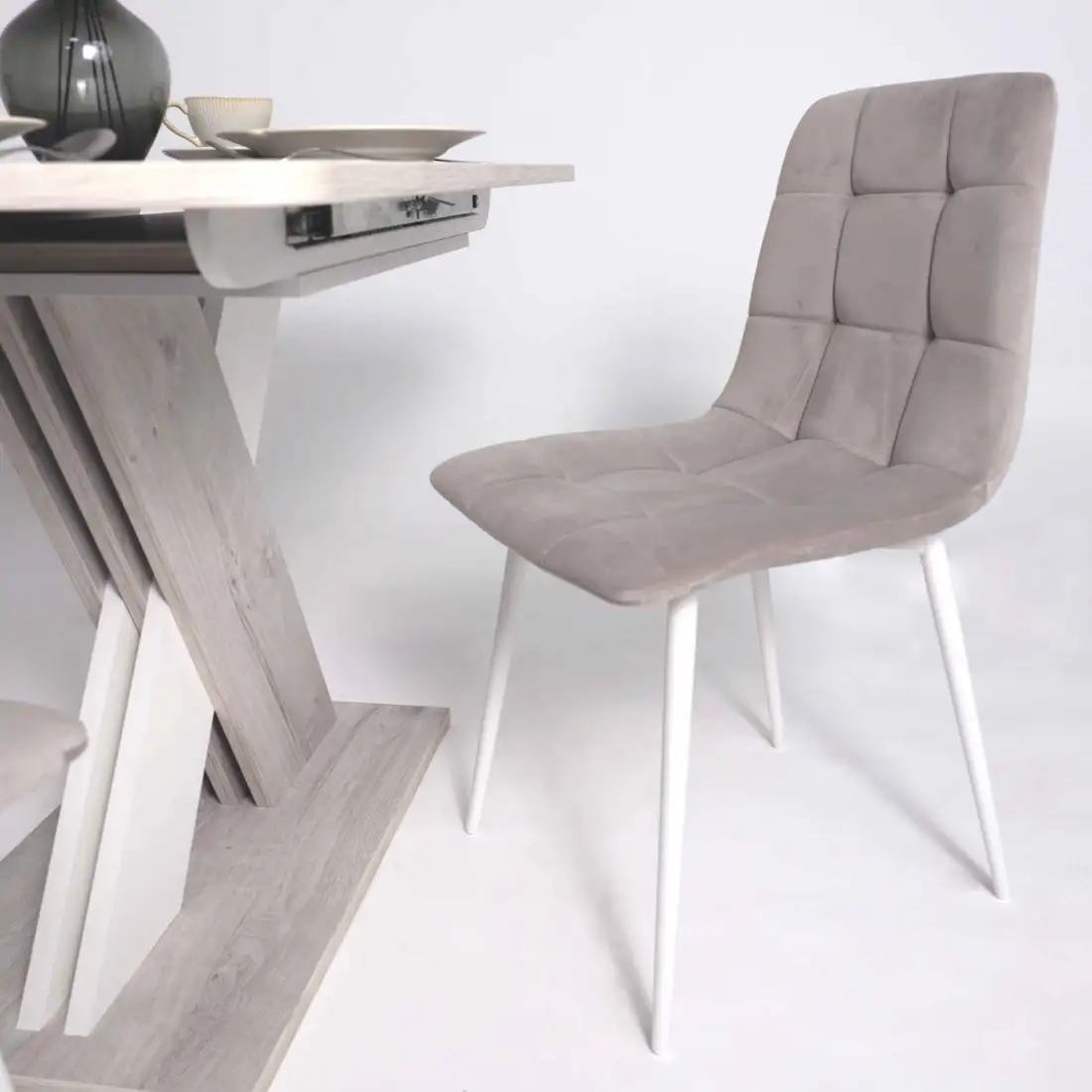 Стул Алвест AV 406-N (бежевый бархат Confetti smoke/белый) – фото товара